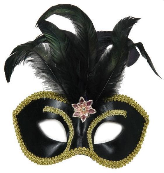 verkoop - attributen - Themafeest - Venetiaans masker zwart goud